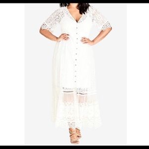 City Chic Summer Lace Maxi Dress - ivory Size 18